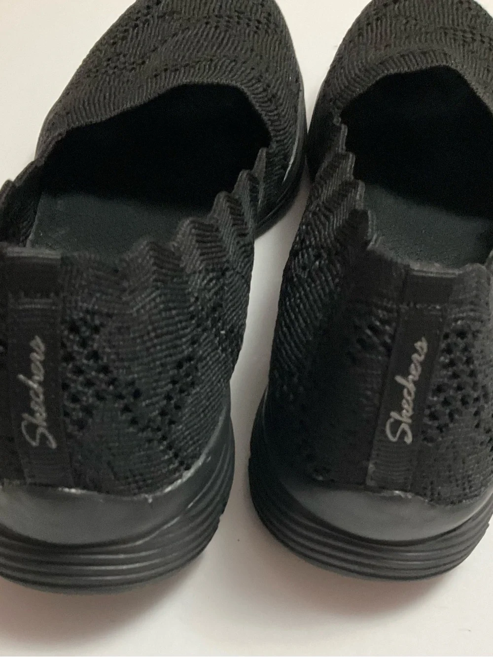 Skechers Women's Black Slip-On Knit Memory Foam Flats